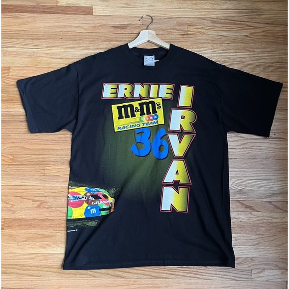 VINTAGE 1998 NASCAR M&M CARTOON ERNIE IRVAN RACING T SHIRT SIZE XL 90S RACE CARS - Picture 2 of 6
